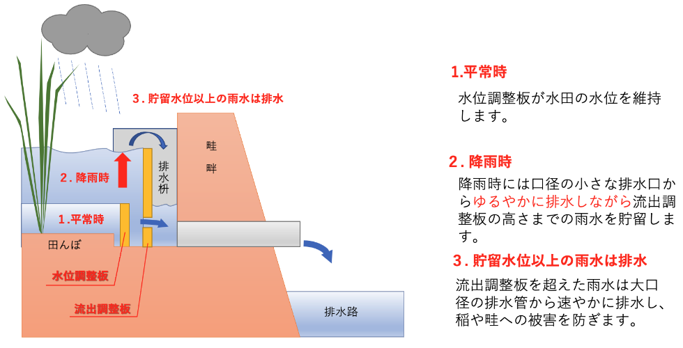 田んぼダム落水口イメージ